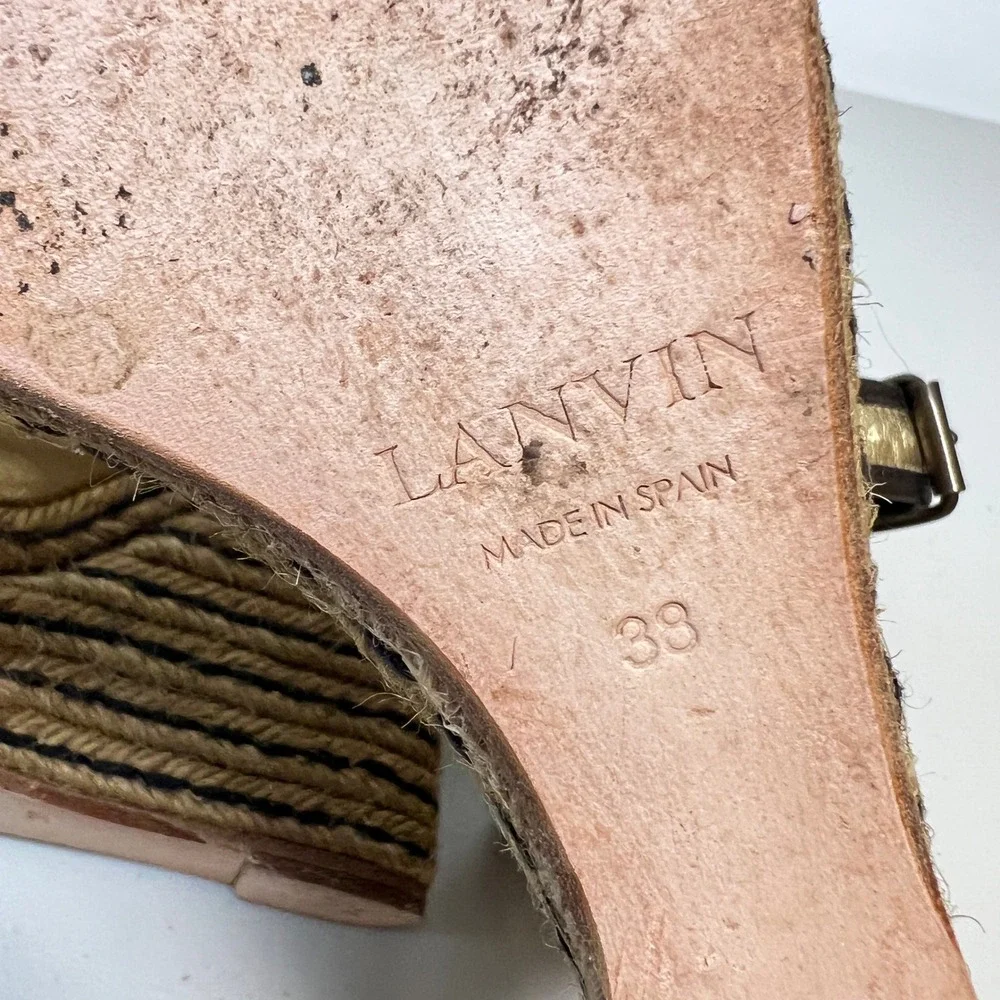 Lanvin Womens Wedge Espadrille Platform‎ Sandal Gold Brown Size 39 8